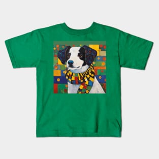 Gustav Klimt Style Puppy Dog with a Colorful Scarf Kids T-Shirt